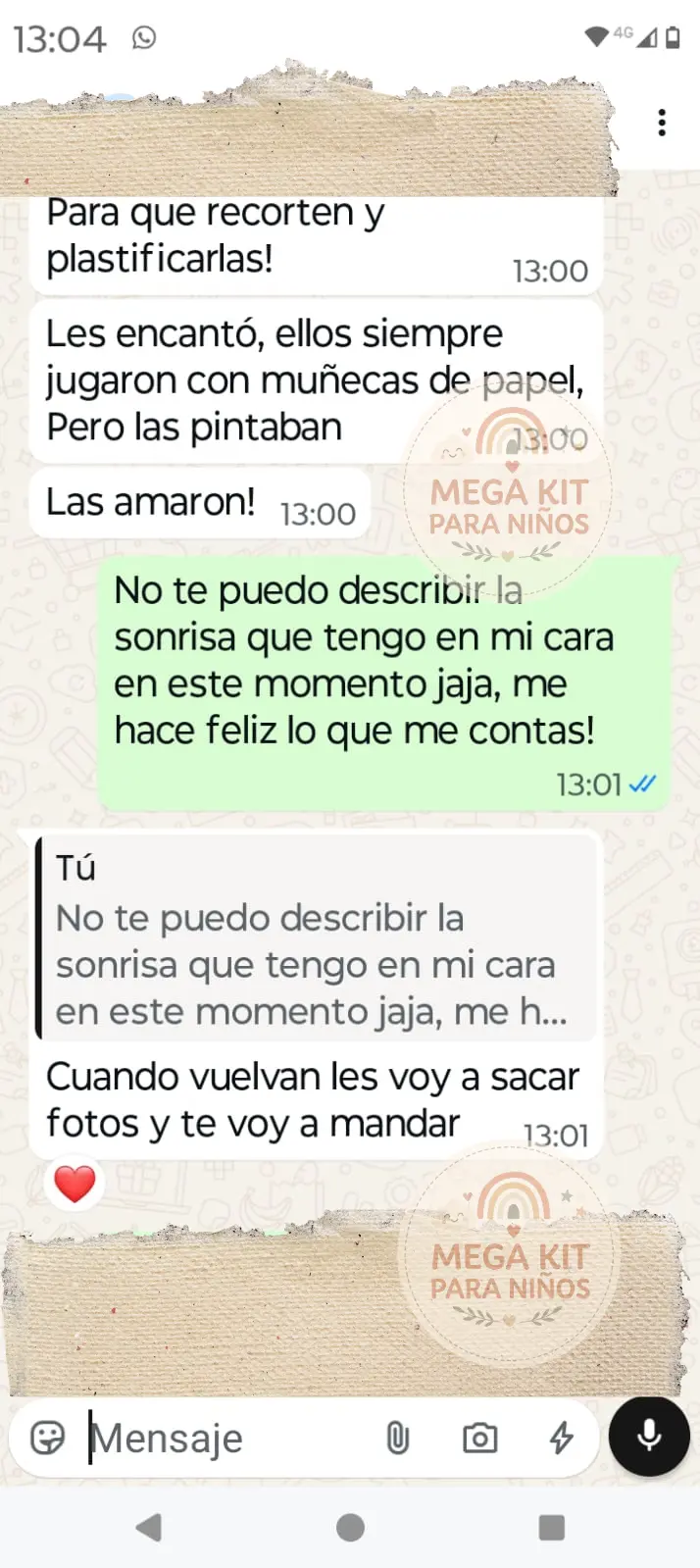 Mensaje real de familia usando imprimibles